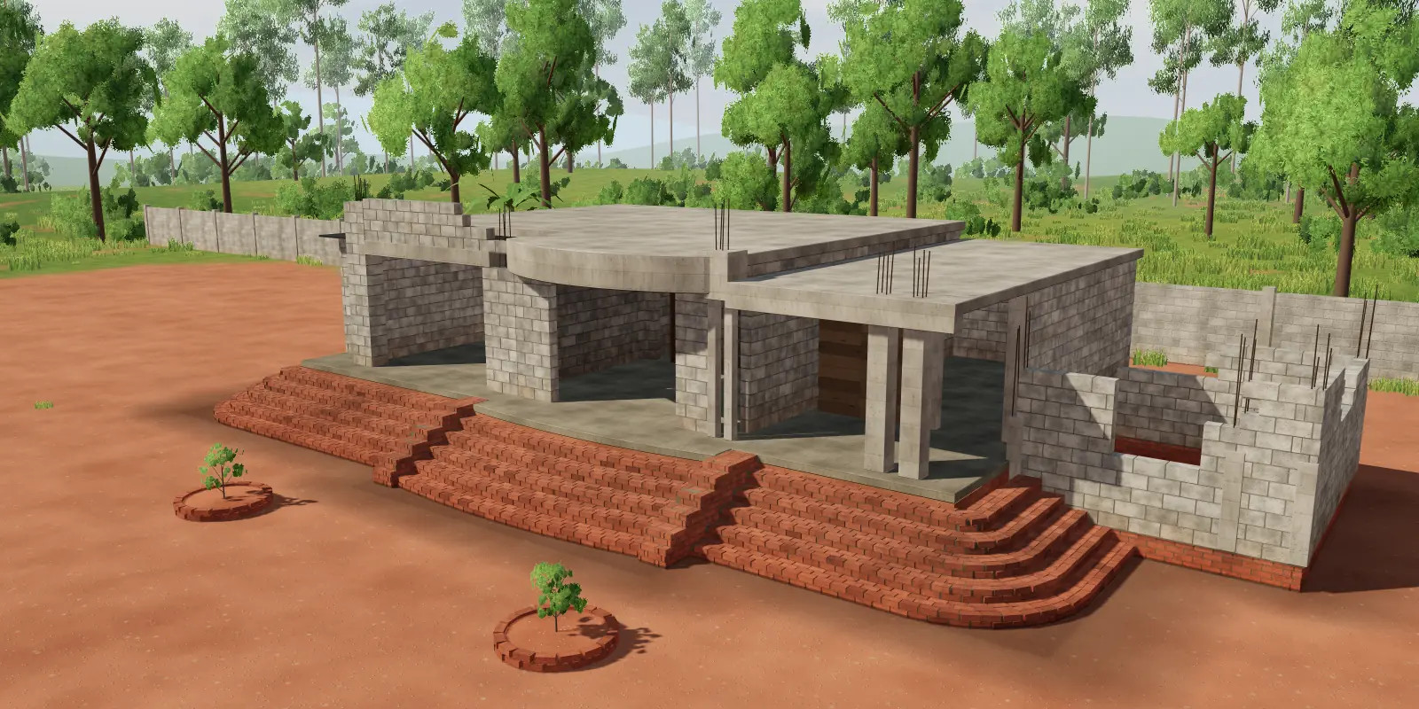 Imagem do modelo 3D: Bloco principal, etapa Estado fotografado.